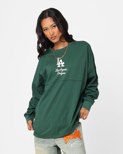 Majestic Athletic Women's Los Angeles Dodgers Animal Oversized Hiri Long Sleeve T-Shirt Dark Cedar
