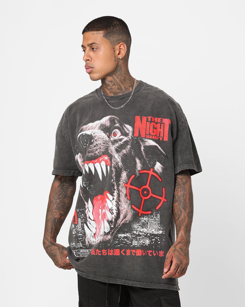 The Night Shift Dog Heavyweight Vintage T-Shirt Black Wash