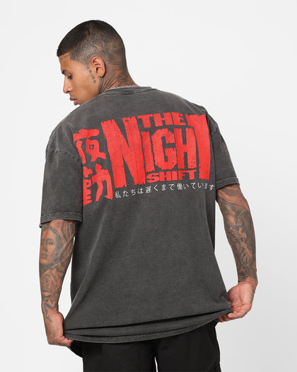 The Night Shift Dog Heavyweight Vintage T-Shirt Black Wash