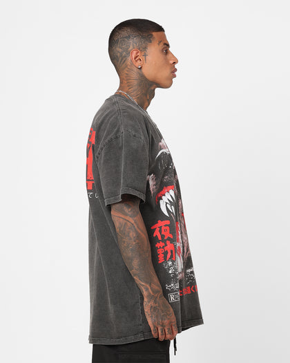 The Night Shift Dog Heavyweight Vintage T-Shirt Black Wash