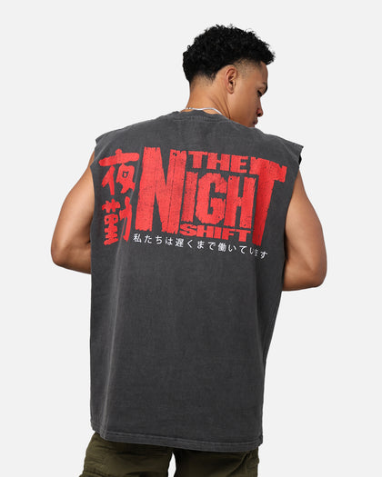 The Night Shift Dog Muscle T-Shirt Black Wash