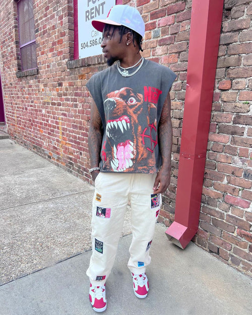 The Night Shift Dog Muscle T-Shirt Black Wash