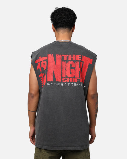 The Night Shift Dog Muscle T-Shirt Black Wash