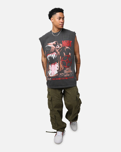 The Night Shift Dog Muscle T-Shirt Black Wash