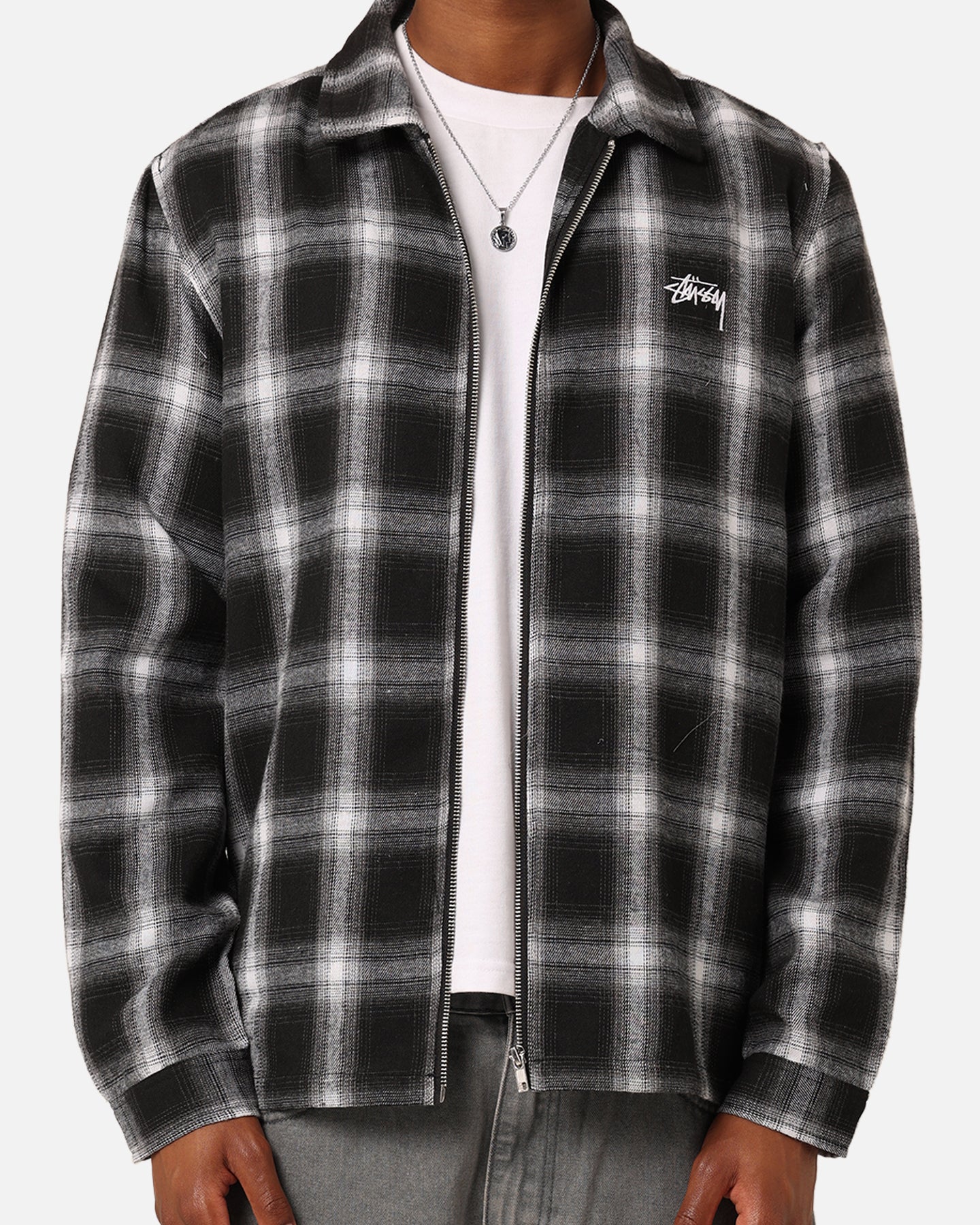 Stussy 8 Ball Checkered Zip Jacket Black | Culture Kings NZ