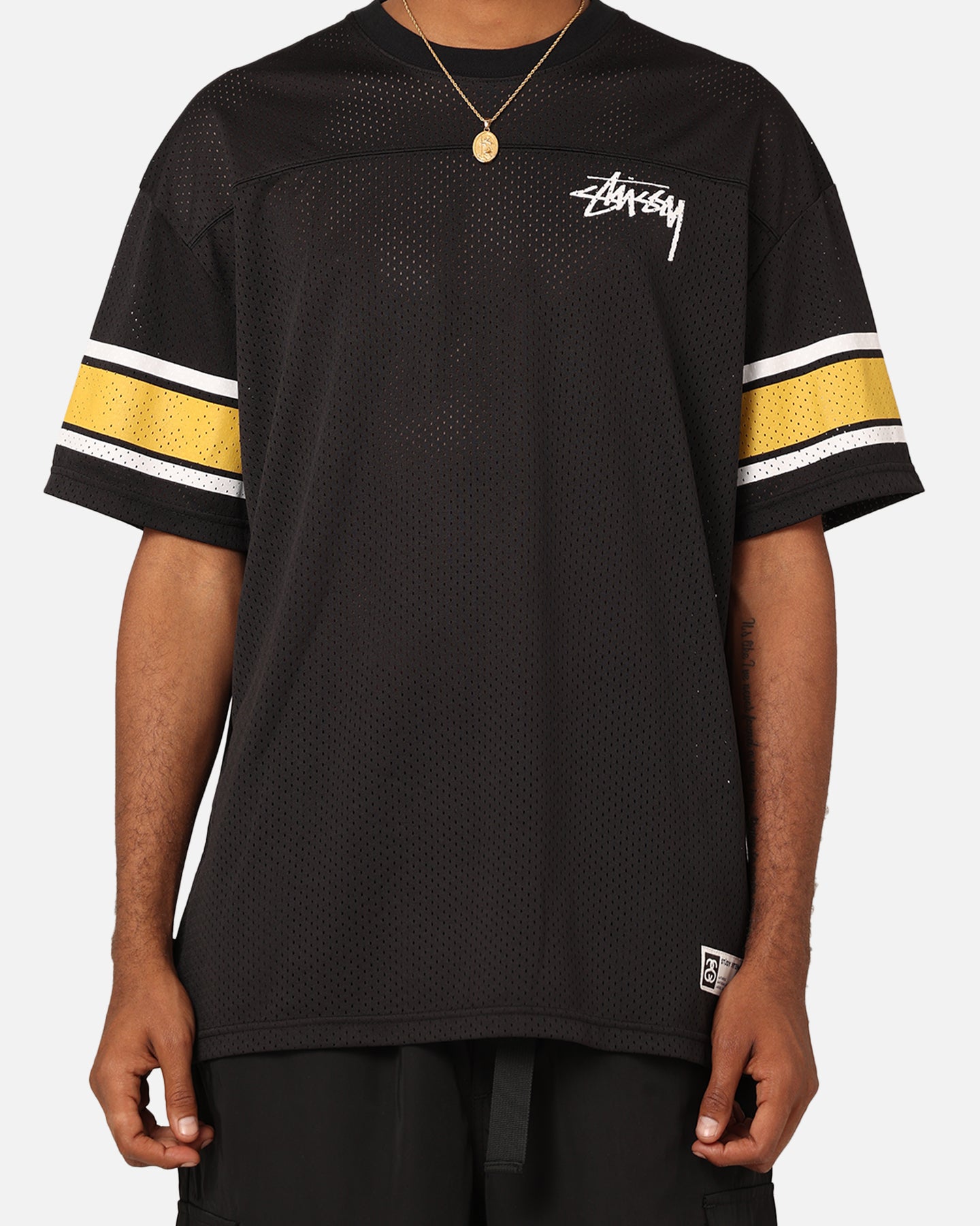Stussy American Football Mesh T-Shirt Black | Culture Kings NZ