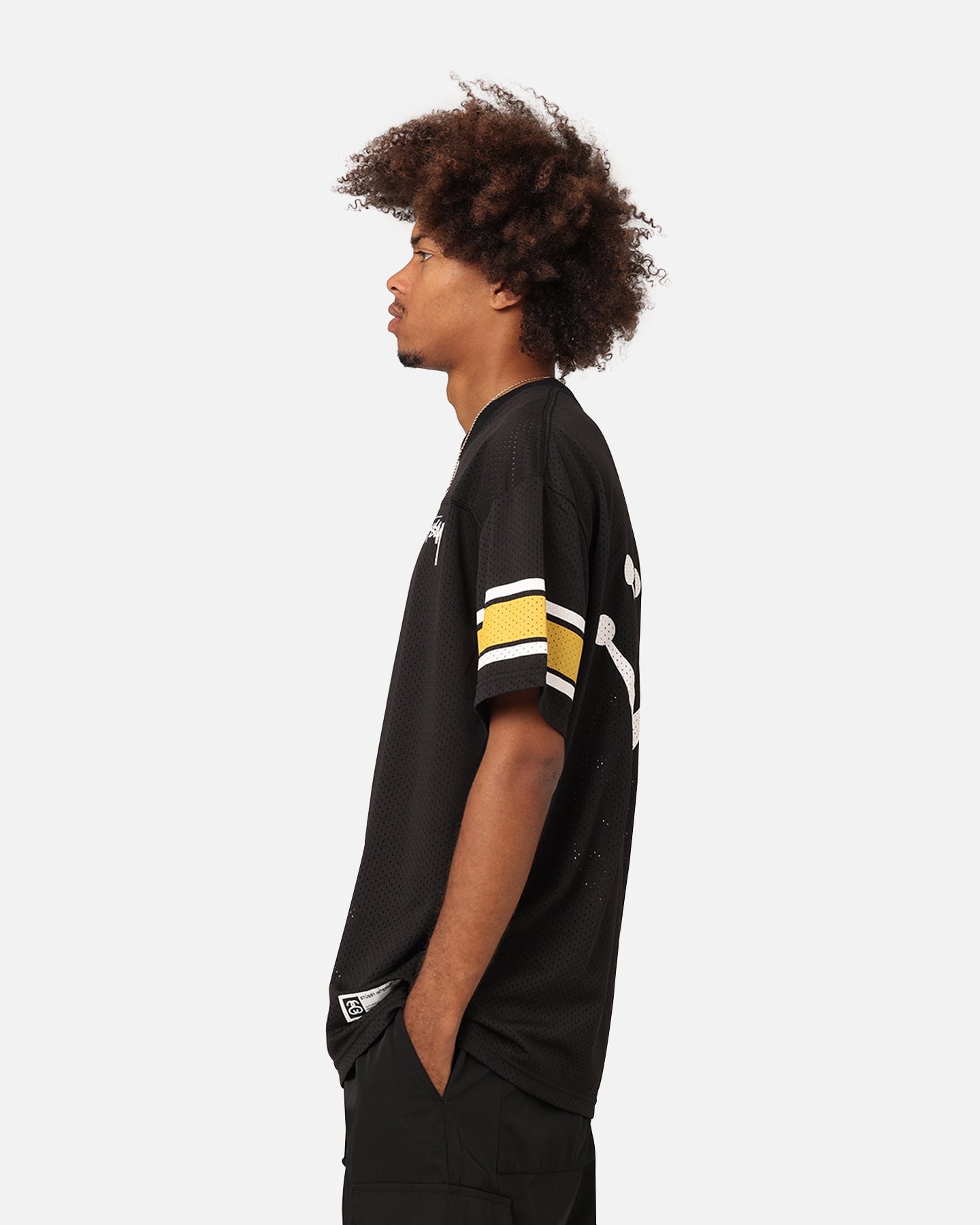 Stussy American Football Mesh T-Shirt Black | Culture Kings NZ