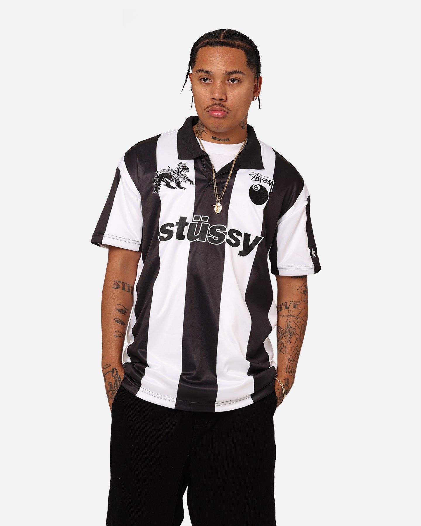 Stussy Football Polo Shirt Black/White | Culture Kings NZ