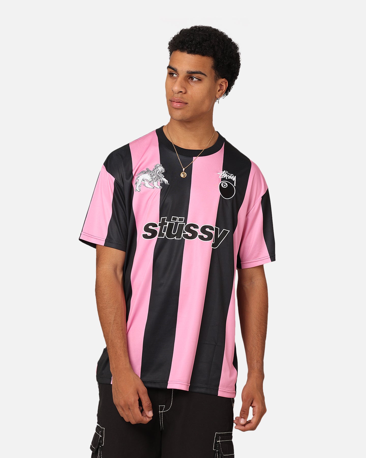 Stussy Football T-Shirt Black/Pink | Culture Kings NZ