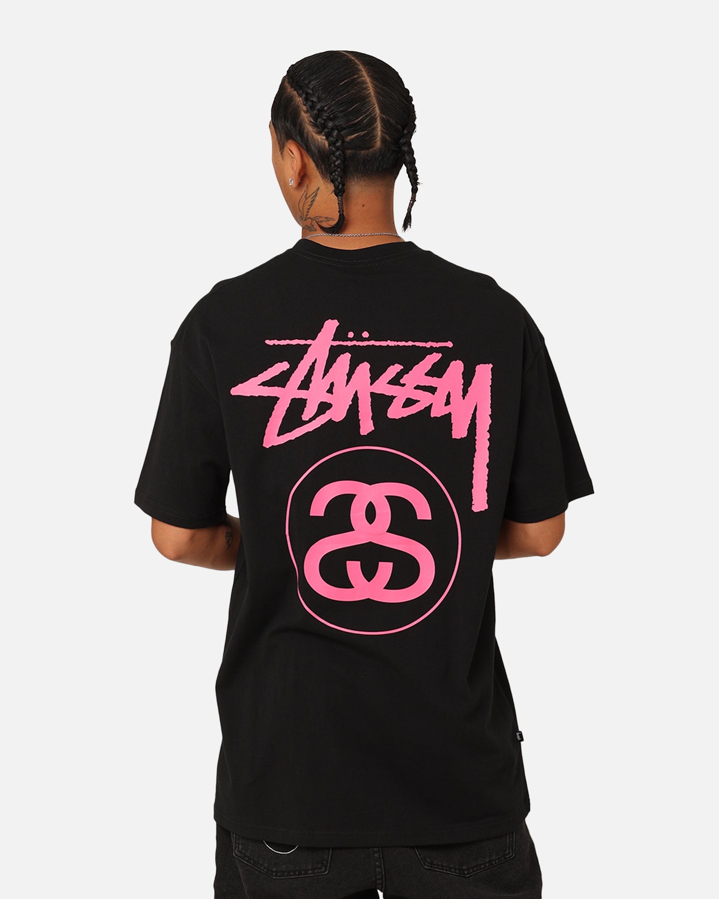 Stussy SS Link T-Shirt Black/Pink | Culture Kings NZ