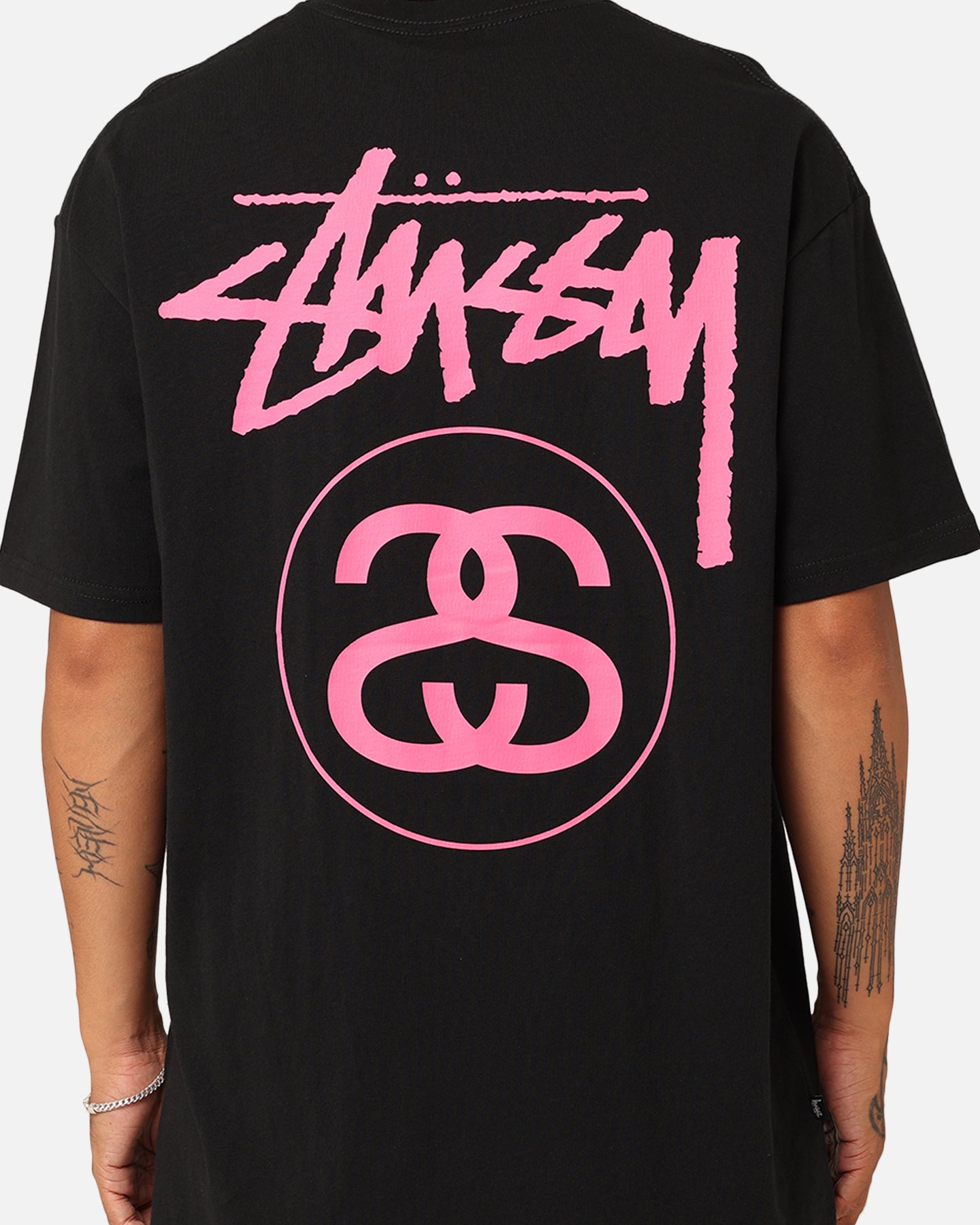 Stussy SS Link T-Shirt Black/Pink | Culture Kings NZ