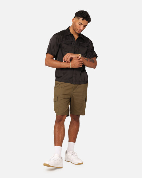 XXIII Jet Satin Button Up Shirt Black