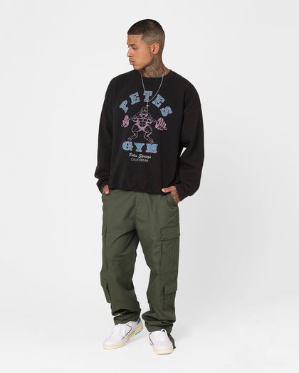 American Thrift Pete's Gym Vintage Crewneck Black