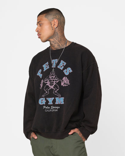 American Thrift Pete's Gym Vintage Crewneck Black