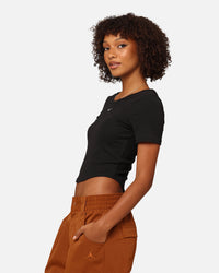 Nike Women's Sportswear Chill Knit Tight Scoop-Back Mini-Rib Top Black/Sail