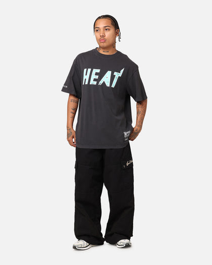 Mitchell & Ness Miami Heat Ice Blue Logo T-Shirt Faded Black