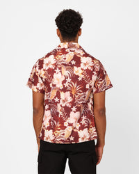 XXIII Jens Satin Button Up Shirt Maroon