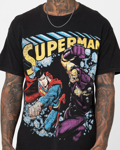 Goat Crew X DC Superman Versus Vintage T-Shirt Black Wash