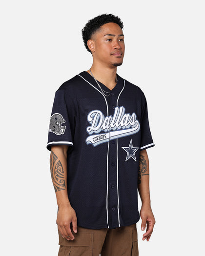 Pro Standard Dallas Cowboys Mesh Button Down Jersey Midnight Navy