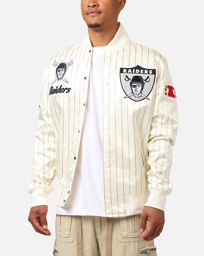 Pro Standard Las Vegas Raiders Pinstripe Satin Jacket Eggshell/Yellow