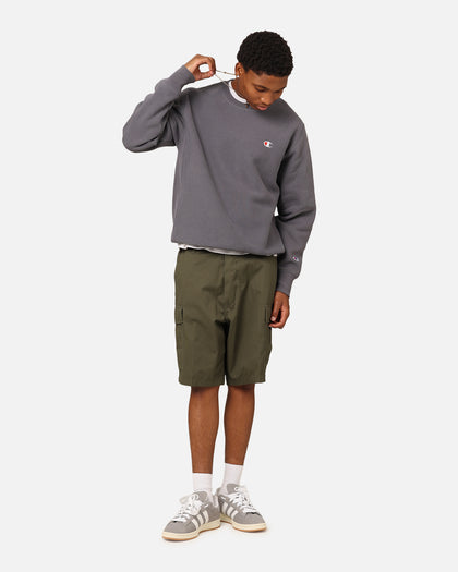 Champion Reverse Weave Small C Crewneck Grey Ocean