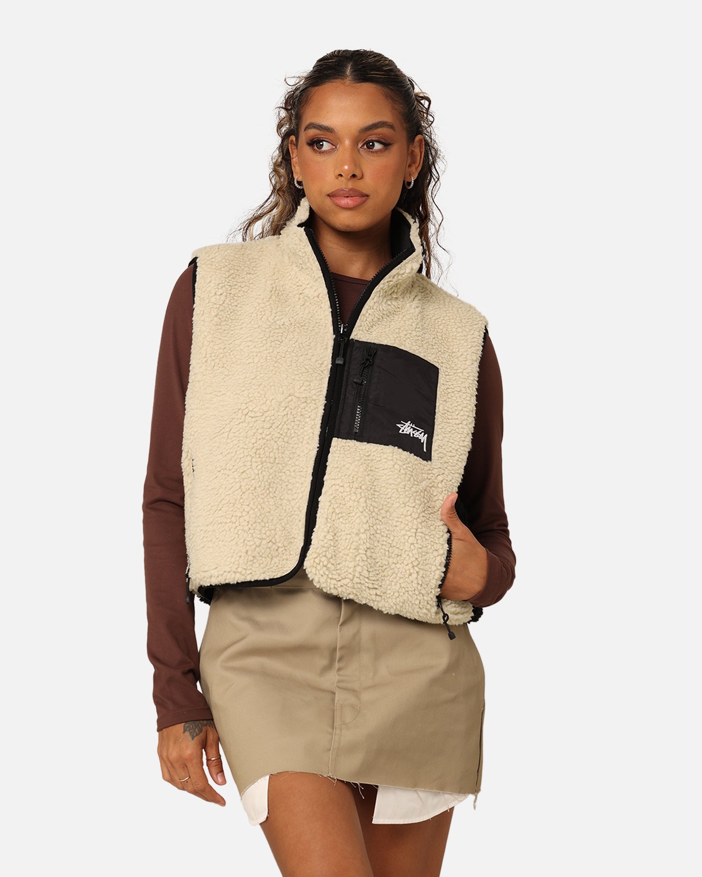 Stussy Women's 8 Ball Reversible Cropped Vest Black | Culture Kings NZ