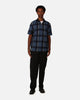 Fred Perry Glitch Tartan Zip Neck Polo Shirt Midnight Blue