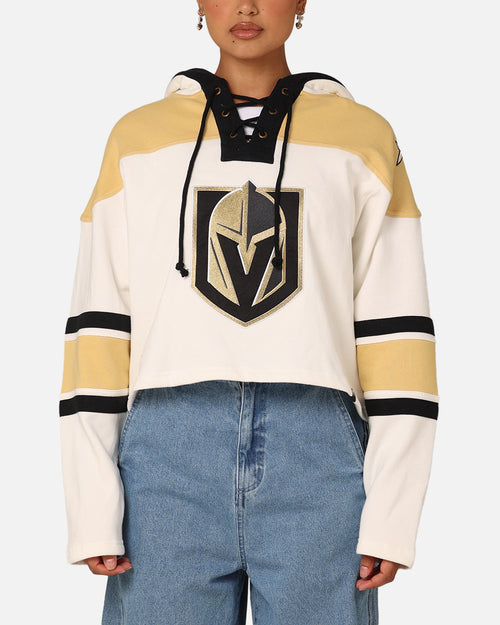 47 Brand Women's Vegas Golden Knights Cropped Lacer Hoodie White Wash