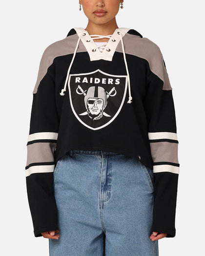 47 Brand Women's Las Vegas Raiders Cropped Lacer Hoodie Jet Black