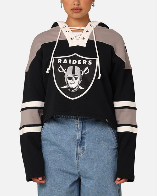47 Brand Women's Las Vegas Raiders Cropped Lacer Hoodie Jet Black