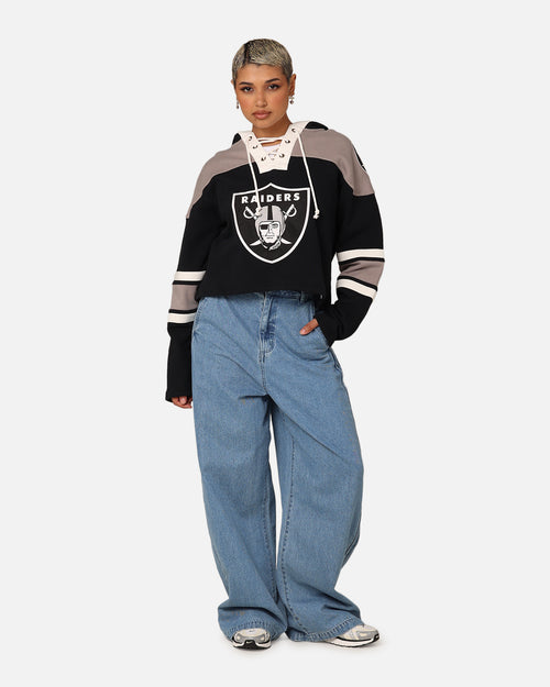 47 Brand Women's Las Vegas Raiders Cropped Lacer Hoodie Jet Black