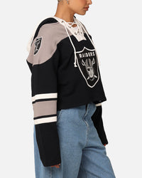 47 Brand Women's Las Vegas Raiders Cropped Lacer Hoodie Jet Black