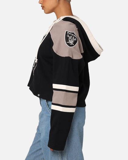 47 Brand Women's Las Vegas Raiders Cropped Lacer Hoodie Jet Black
