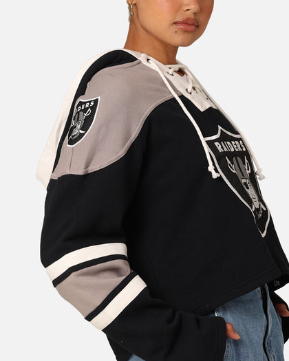 47 Brand Women's Las Vegas Raiders Cropped Lacer Hoodie Jet Black