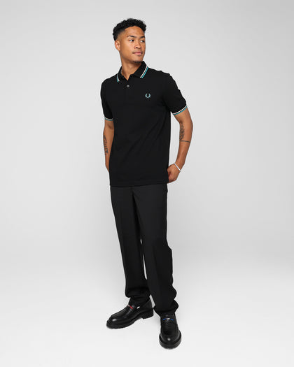 Fred Perry Twin Tipped Polo Shirt Black/Silky Peach/Deep Mint
