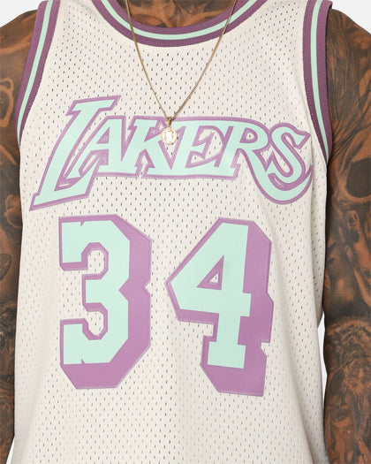 Mitchell & Ness Los Angeles Lakers Shaquille O'Neal Pastel Swingman Jersey Off White