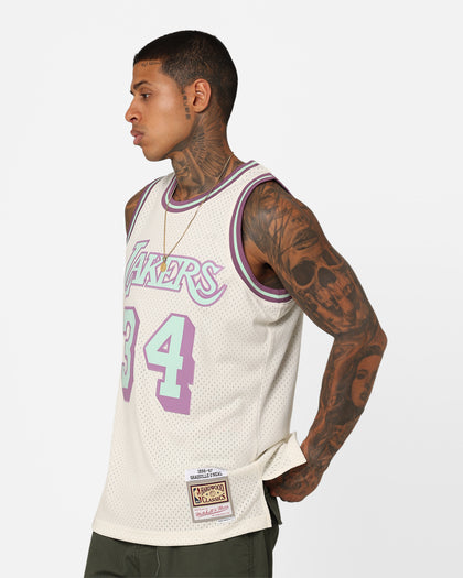 Mitchell & Ness Los Angeles Lakers Shaquille O'Neal Pastel Swingman Jersey Off White