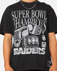 Mitchell & Ness Oakland Raiders 3 Time Super Bowl T-Shirt Faded Black