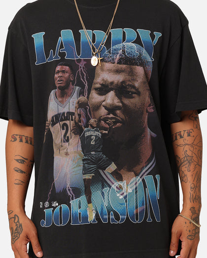 Mitchell & Ness Charlotte Hornets Larry Johnson Player & Stats T-Shirt Black