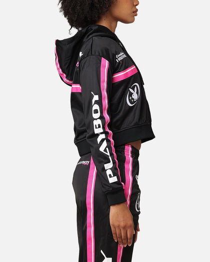 Playboy Women's Racing 1953 Cropped Zip Jacket Black