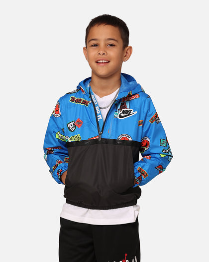 Nike Kids' Half-Zip Print Blocked Anorak Jacket Light Photo Blue