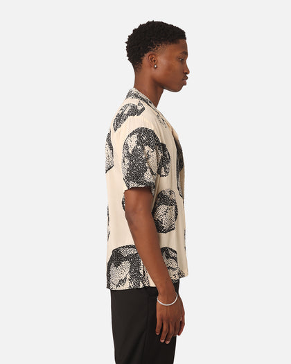 Market Bitmap Short Sleeve Button Up Shirt Ecru