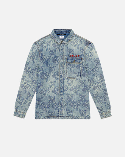 Ksubi X Juice Wrld K9 Stone Quilted Long Sleeve Shirt Denim