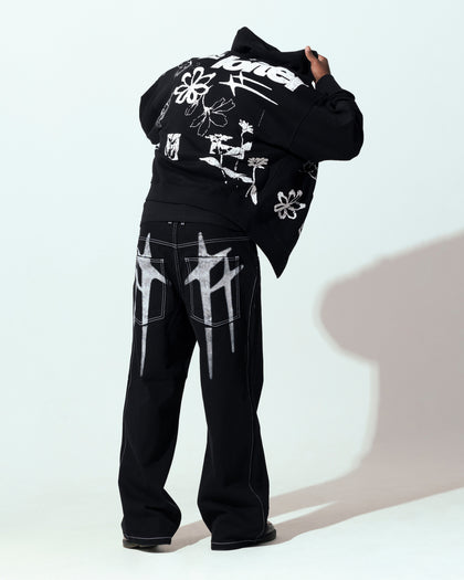 Loiter Flower Bed Zip Hoodie Black