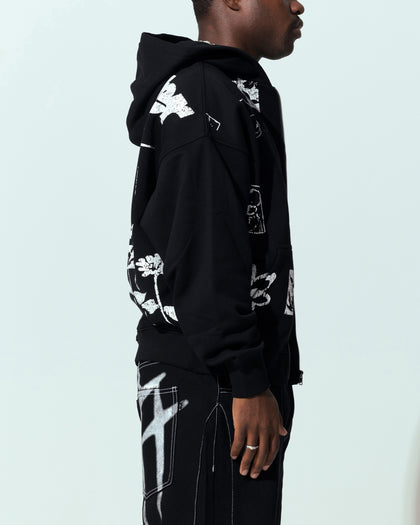 Loiter Flower Bed Zip Hoodie Black