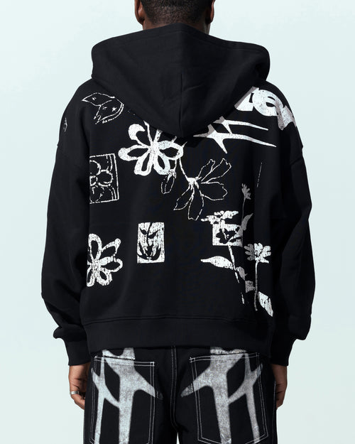 Loiter Flower Bed Zip Hoodie Black