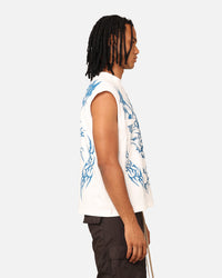 Loiter Hearts Ablaze Oversized Muscle T-Shirt Off White