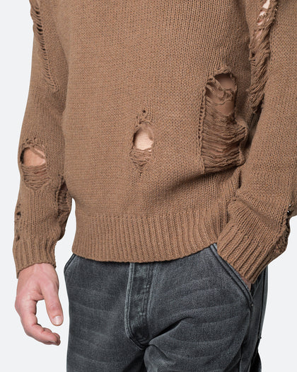MNML Distressed Sweater Brown