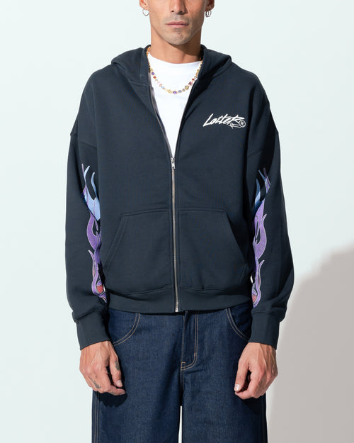 Loiter Motor Zip Hoodie Charcoal