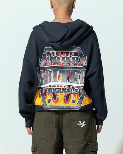 Loiter Motor Zip Hoodie Charcoal